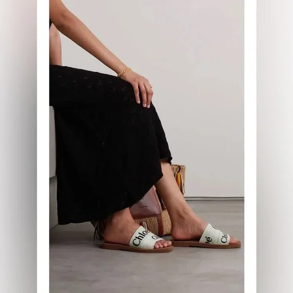 Chloe Woody logo slide Sandals size euro 37 (7) - Picture 2 of 9